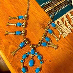 💠Unique Turquoise Squash Blossom Necklace💠